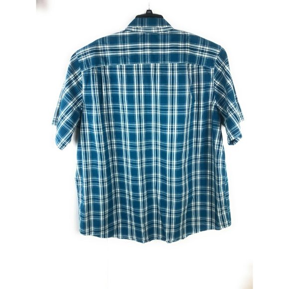 George Men's 3XL Short Sleeve Button Up Blue Plaid Cotton Blend Casual Shirt A23 - Picture 4 of 4